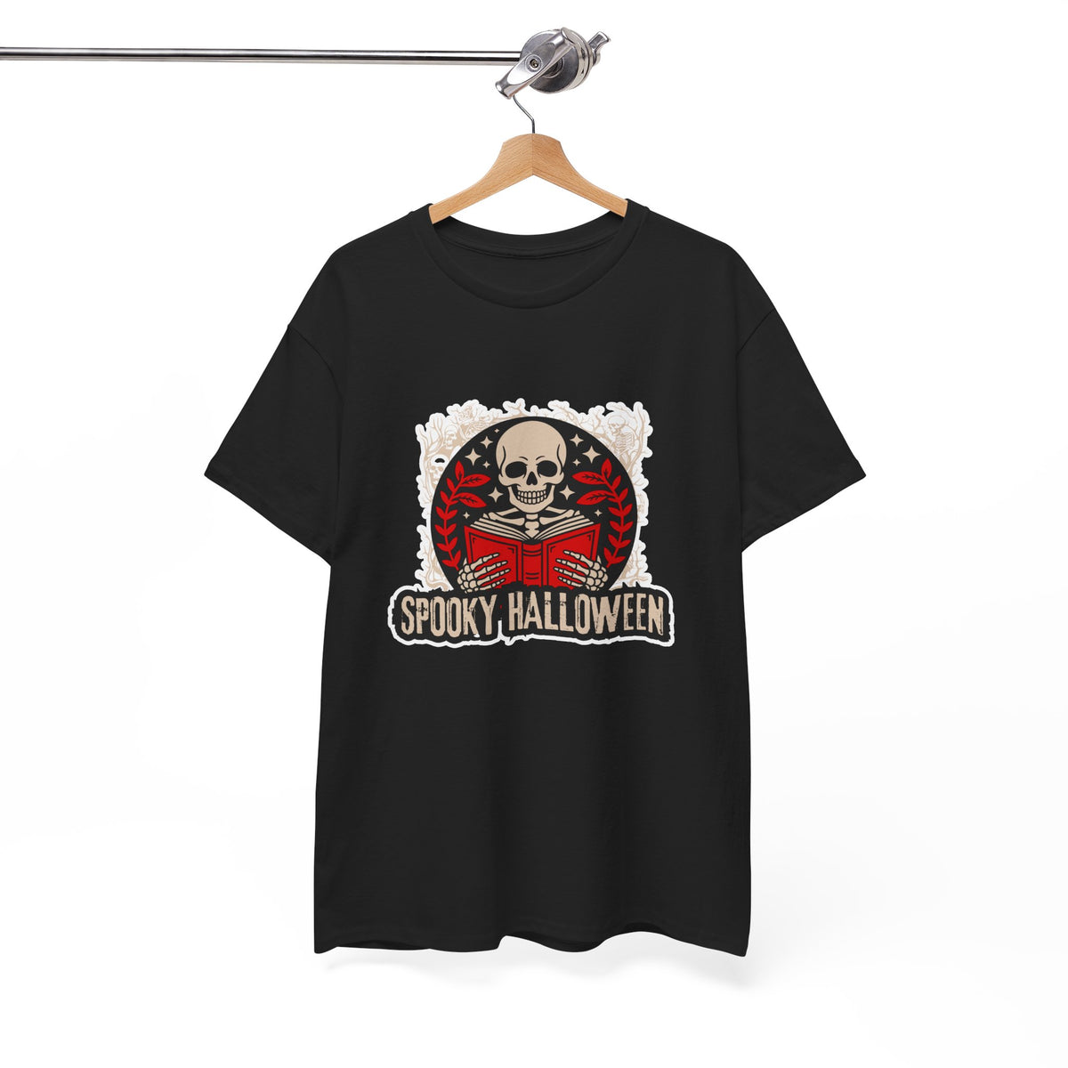 Spooky Halloween Skull Tee — Vintage Skeleton Reading Book Halloween T-Shirt