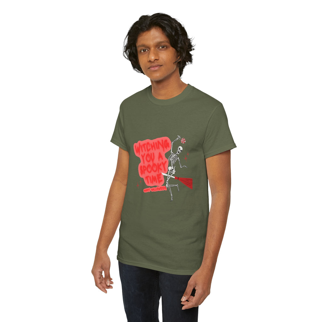 Skeleton 'Witching You a Spooky Time' Halloween T-Shirt