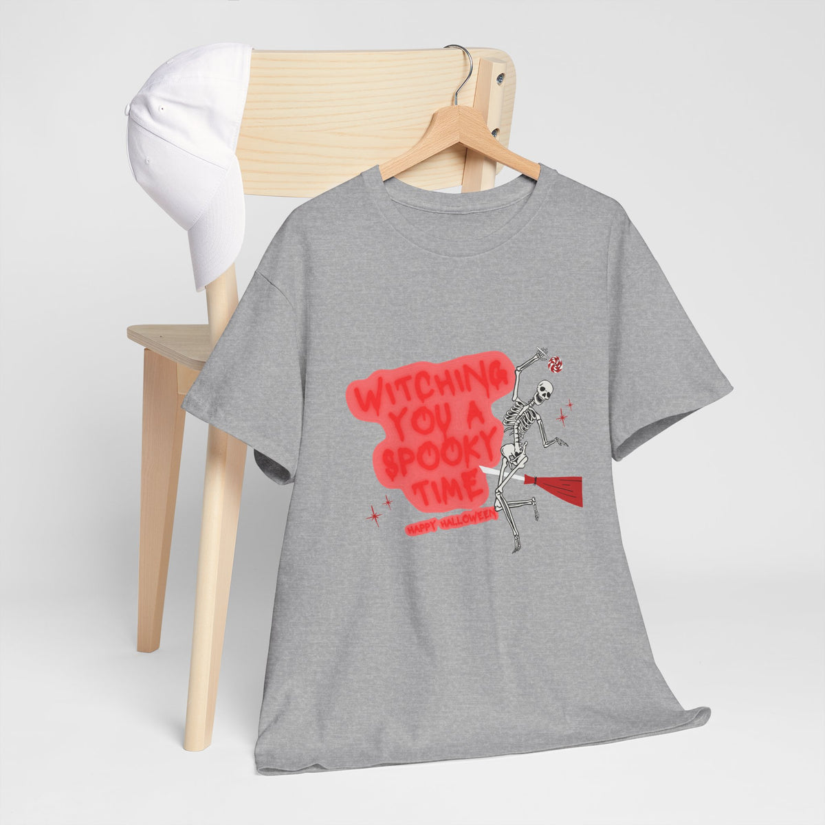Skeleton 'Witching You a Spooky Time' Halloween T-Shirt