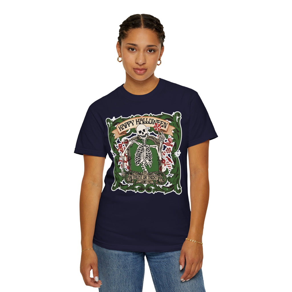 Happy Halloween Skeleton T-Shirt — Vintage Trick or Treat Graphic Tee