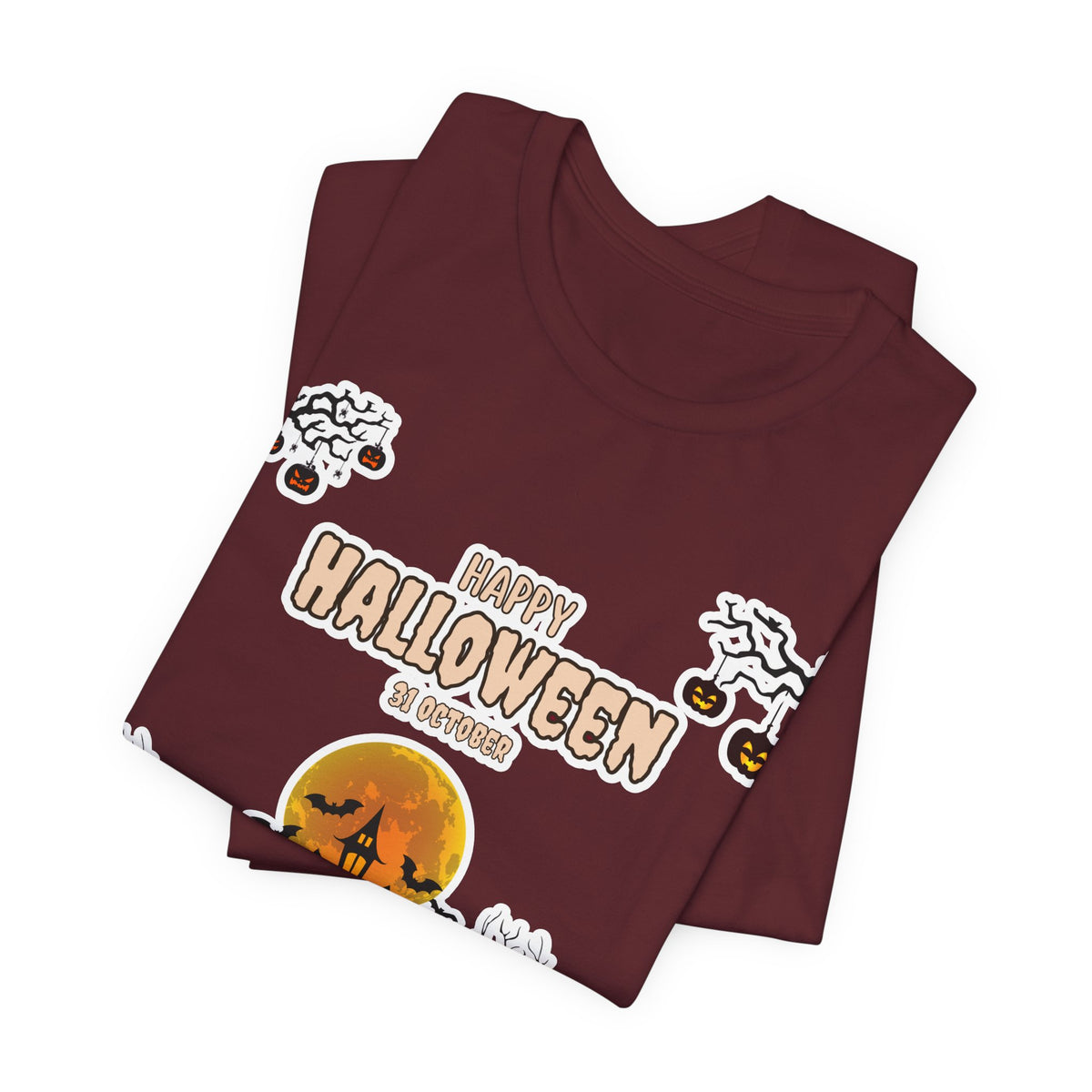 Halloween Haunted House T-Shirt — "Happy Halloween" Pumpkin Spooky Tee