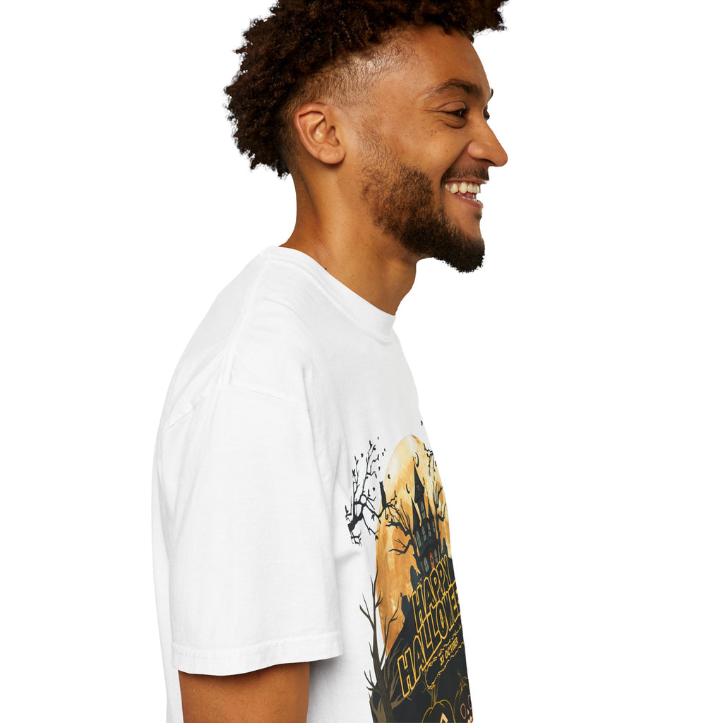 Halloween Haunted House T-Shirt — "Happy Halloween" Pumpkin Graphic Tee