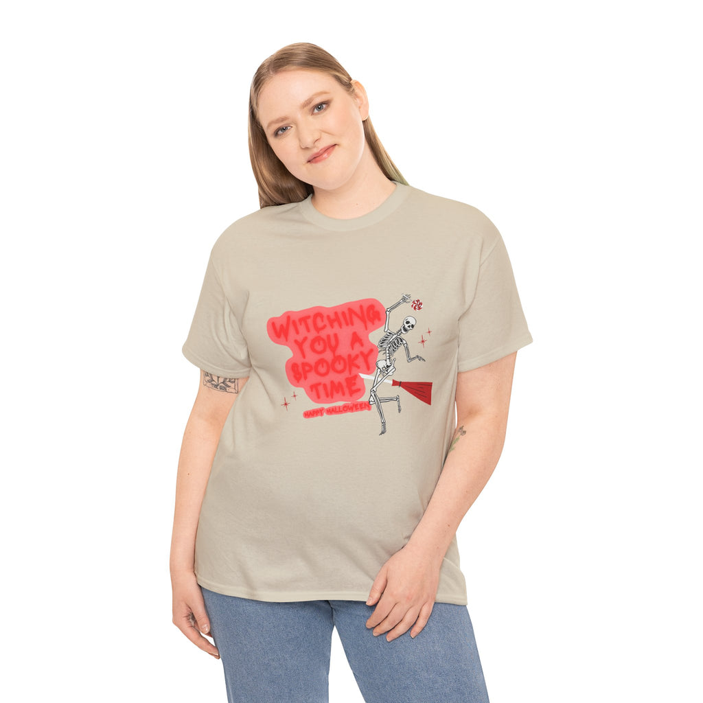 Skeleton 'Witching You a Spooky Time' Halloween T-Shirt