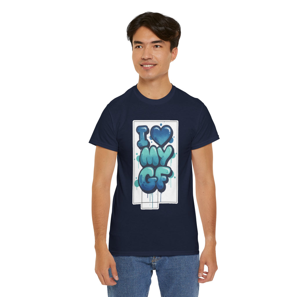 I LOVE My GF T-Shirt — Cute Blue Graffiti Love Tee for Girlfriend Gifts