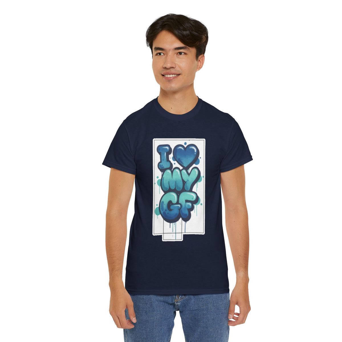 I LOVE My GF T-Shirt — Cute Blue Graffiti Love Tee for Girlfriend Gifts