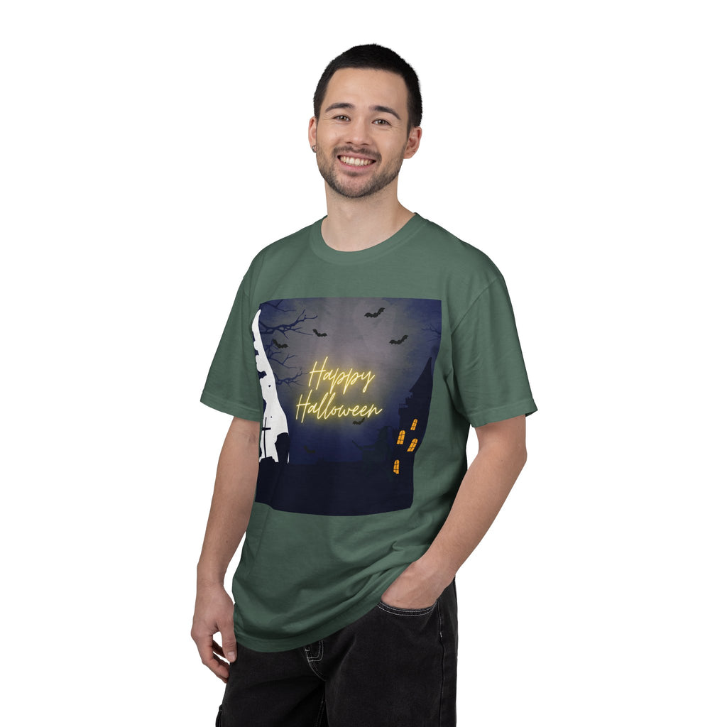 Halloween Night T-Shirt — "Happy Halloween" Haunted Graveyard Design