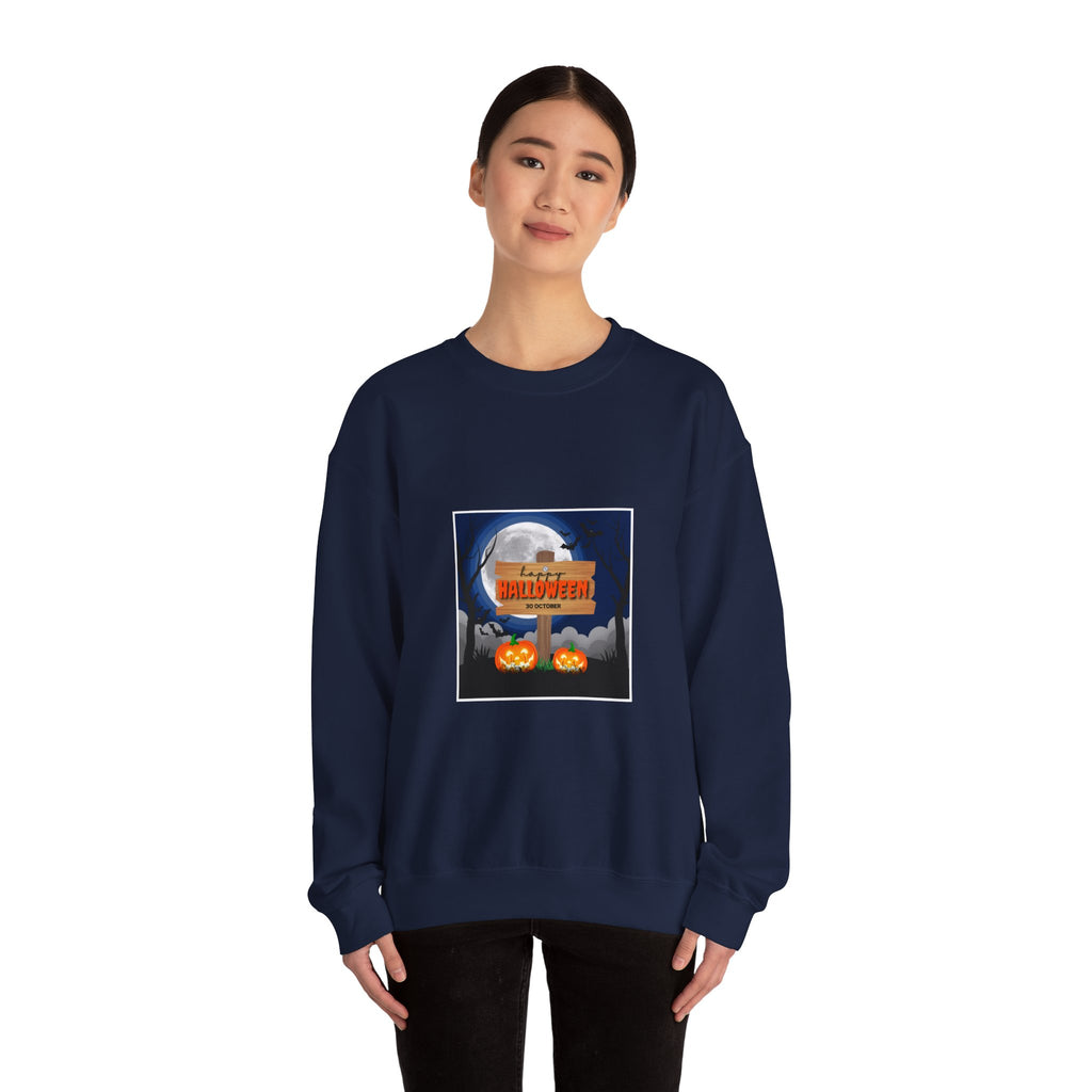 Halloween Crewneck Sweatshirt - Spooky Night Pumpkins Design
