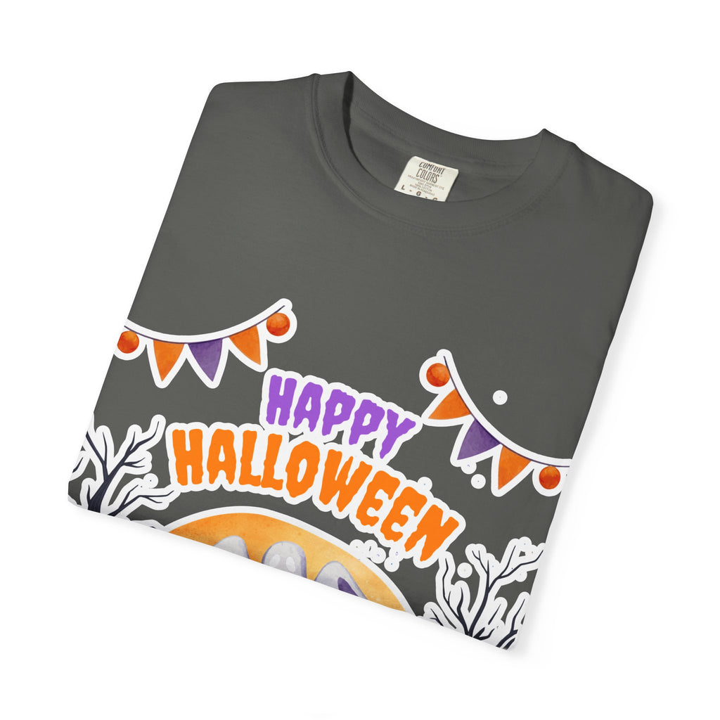 Happy Halloween T-Shirt — Ghost, Pumpkins & Graveyard Halloween Tee