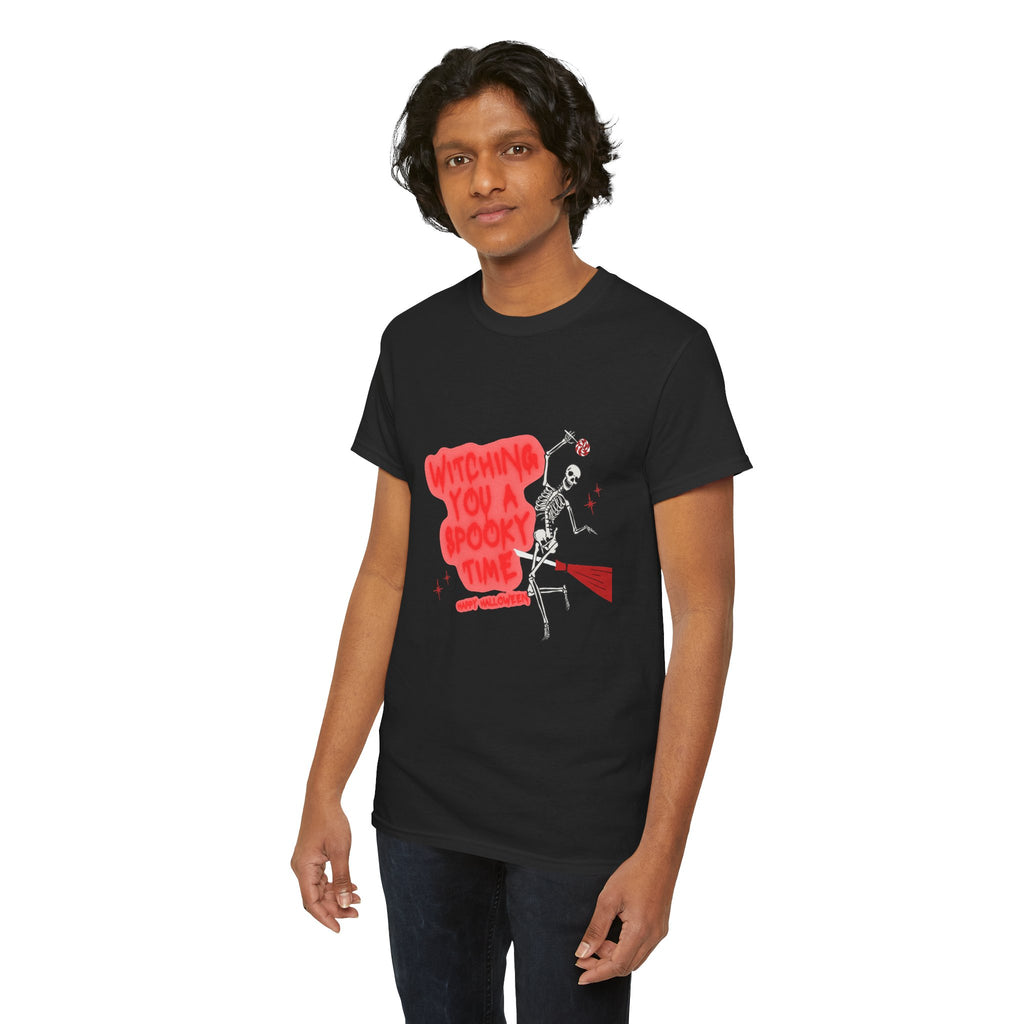 Skeleton 'Witching You a Spooky Time' Halloween T-Shirt