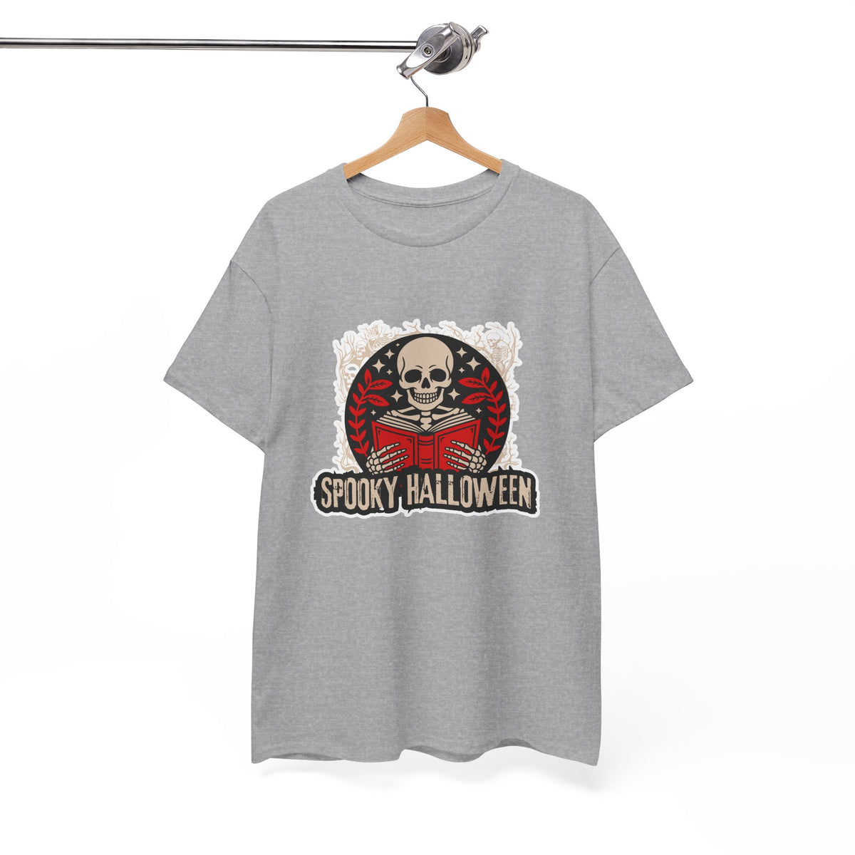 Spooky Halloween Skull Tee — Vintage Skeleton Reading Book Halloween T-Shirt