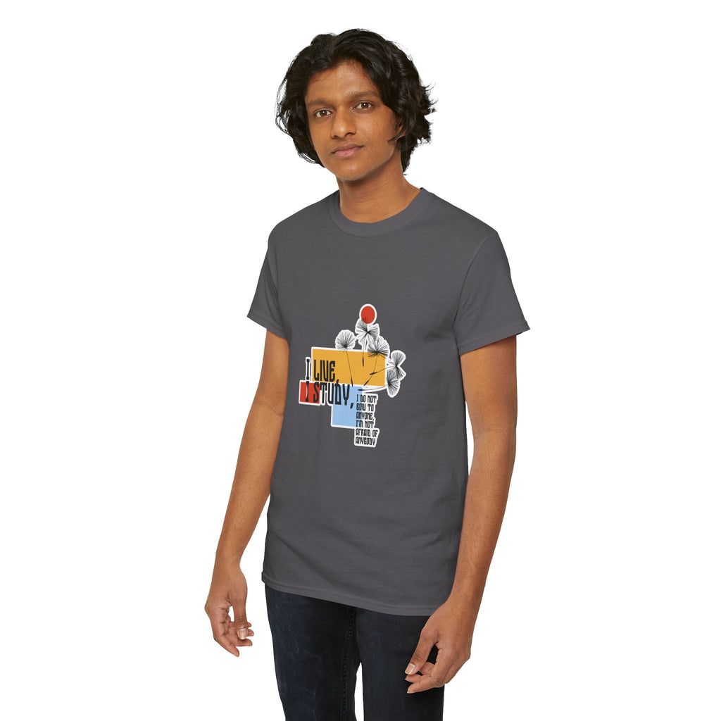 T-Shirt — I Live, I Study Graphic Tee (Minimalist Floral Collage)