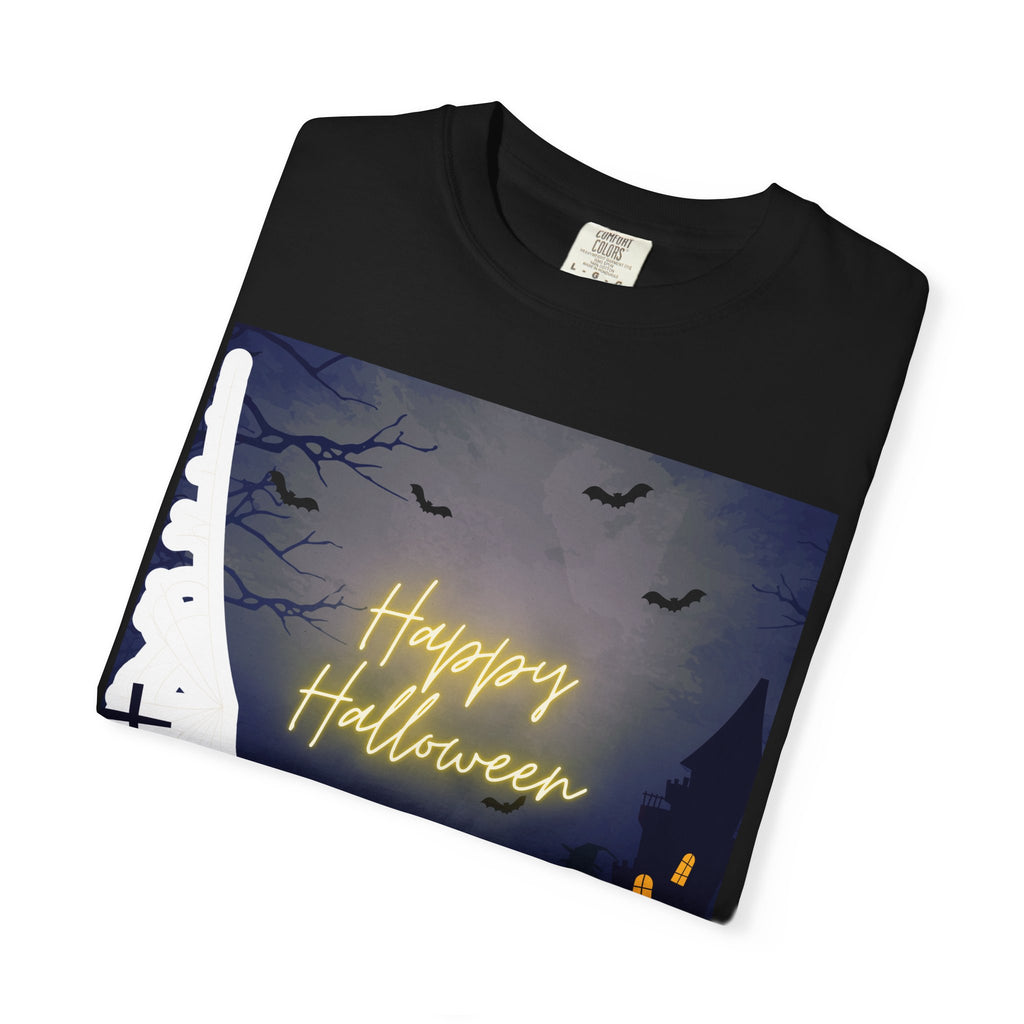 Halloween Night T-Shirt — "Happy Halloween" Haunted Graveyard Design
