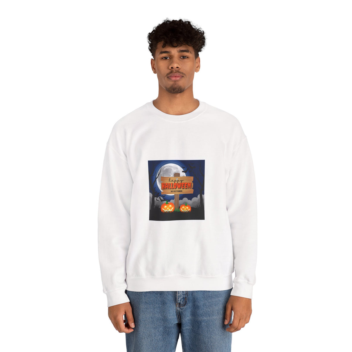 Halloween Crewneck Sweatshirt - Spooky Night Pumpkins Design
