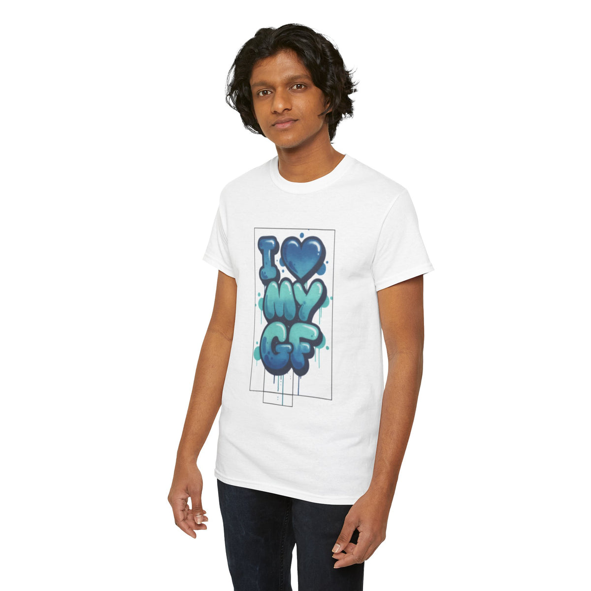 I LOVE My GF T-Shirt — Cute Blue Graffiti Love Tee for Girlfriend Gifts