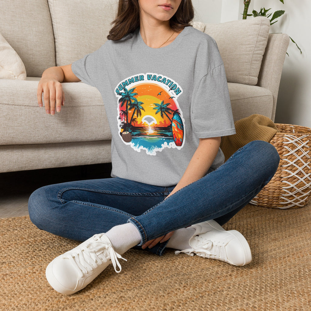 Summer Vacation T-Shirt – Tropical Sunset Surf Graphic