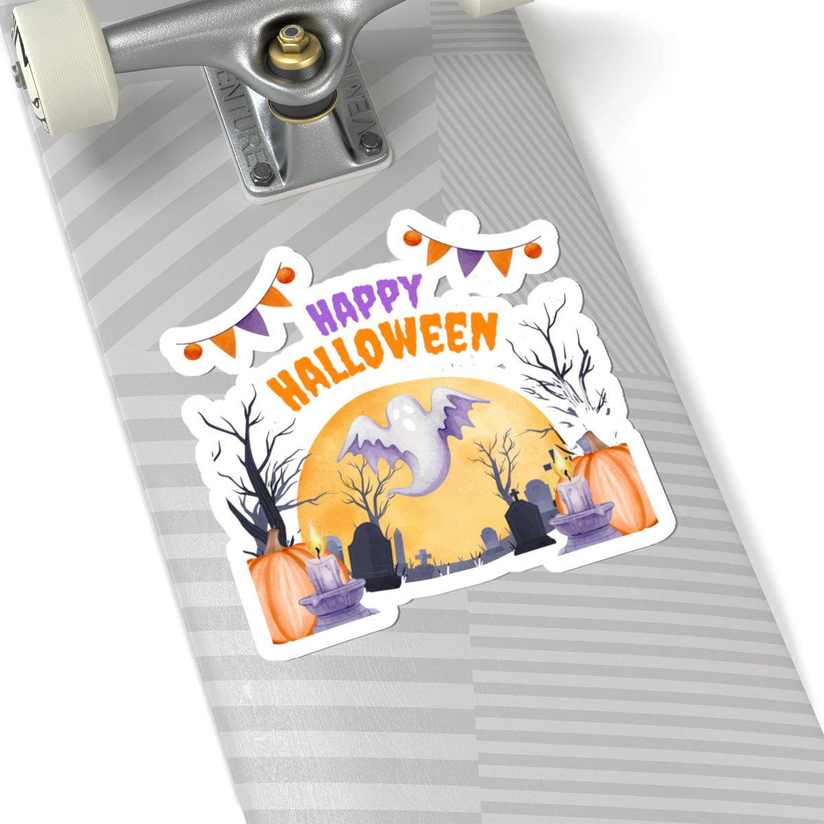 Happy Halloween Ghost Sticker — Cute Spooky Kiss-Cut Halloween Decal