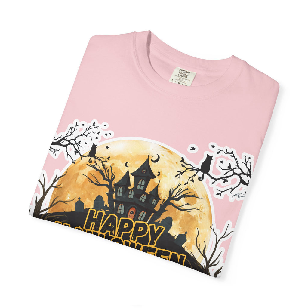 Halloween Haunted House T-Shirt — "Happy Halloween" Pumpkin Graphic Tee