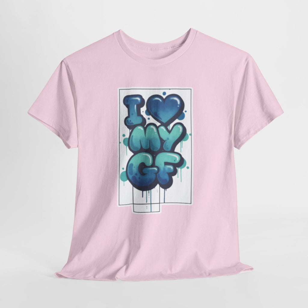 I LOVE My GF T-Shirt — Cute Blue Graffiti Love Tee for Girlfriend Gifts