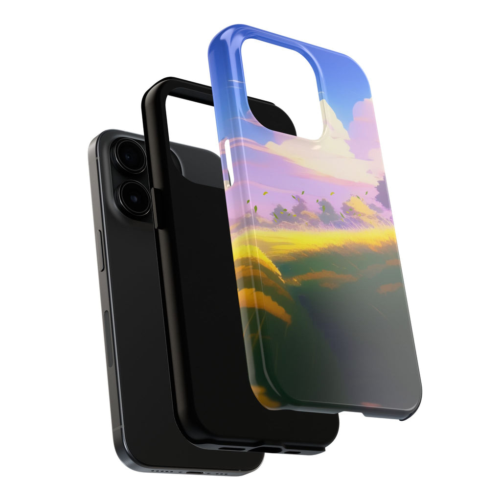 Scenic Sunset Field Tough Phone Case — Pastel Sky Landscape iPhone Case