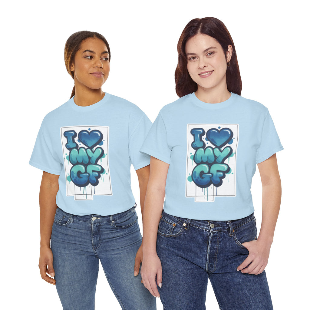 I LOVE My GF T-Shirt — Cute Blue Graffiti Love Tee for Girlfriend Gifts