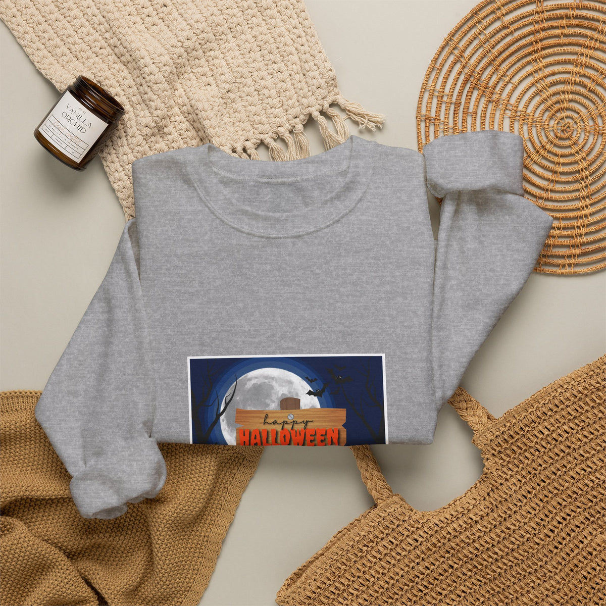 Halloween Crewneck Sweatshirt - Spooky Night Pumpkins Design