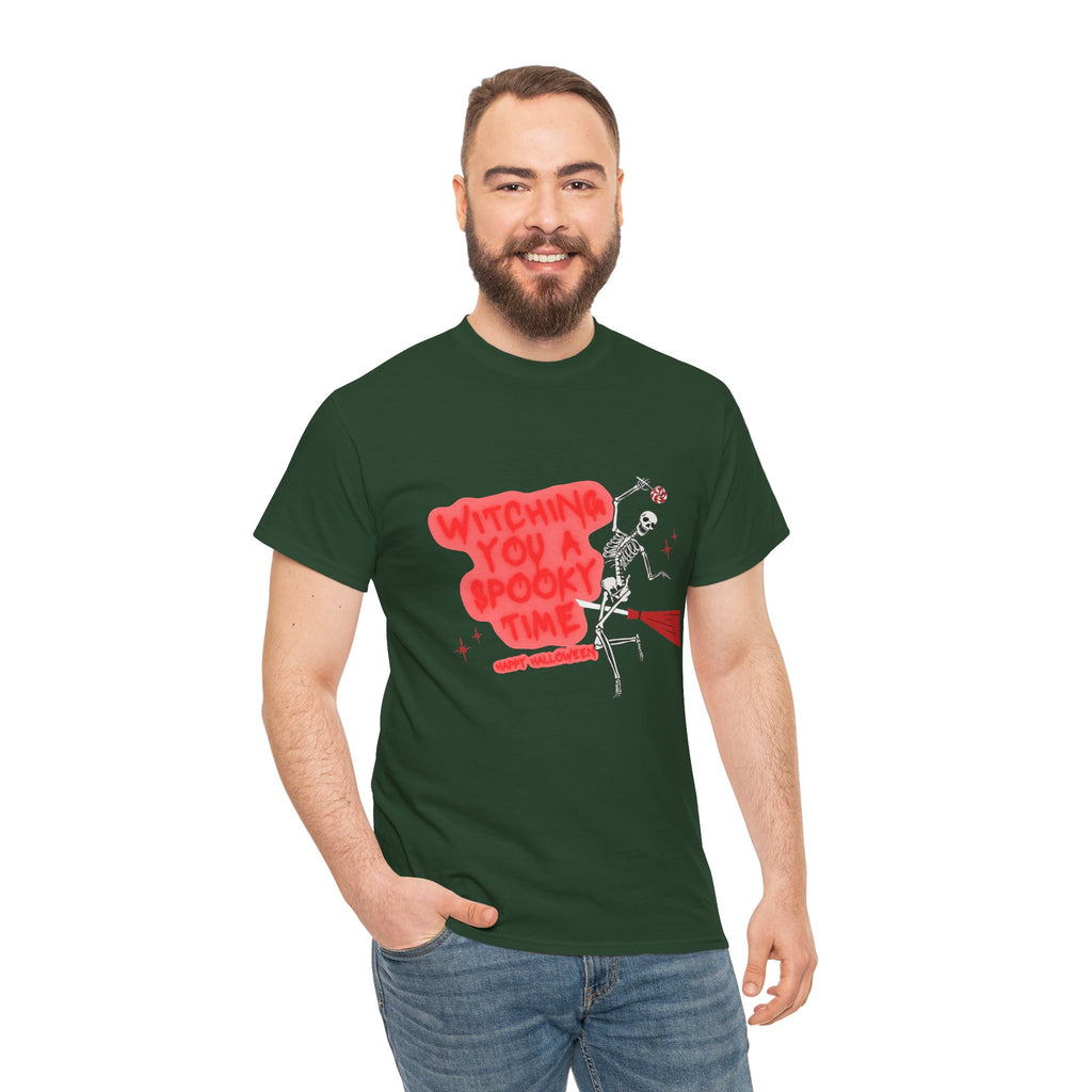 Skeleton 'Witching You a Spooky Time' Halloween T-Shirt
