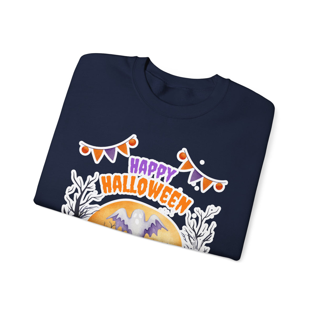 Happy Halloween Crewneck Sweatshirt — Cute Ghost Pumpkin Halloween Sweater