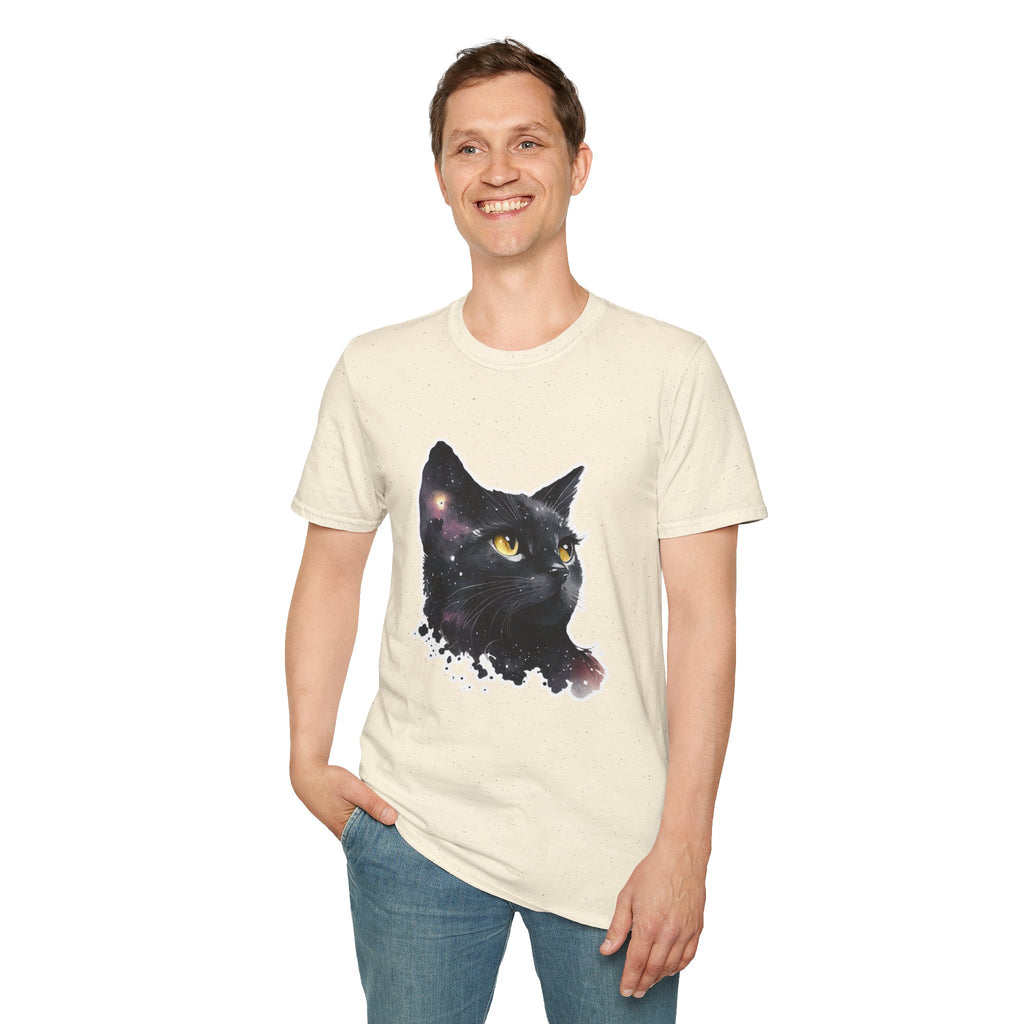 Galaxy Black Cat T-Shirt — Cosmic Cat Portrait Tee