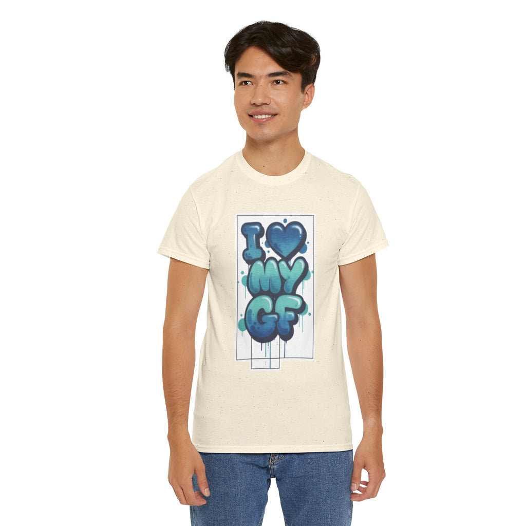 I LOVE My GF T-Shirt — Cute Blue Graffiti Love Tee for Girlfriend Gifts