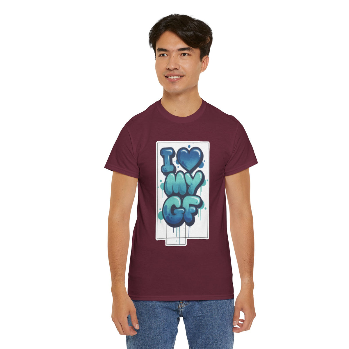 I LOVE My GF T-Shirt — Cute Blue Graffiti Love Tee for Girlfriend Gifts