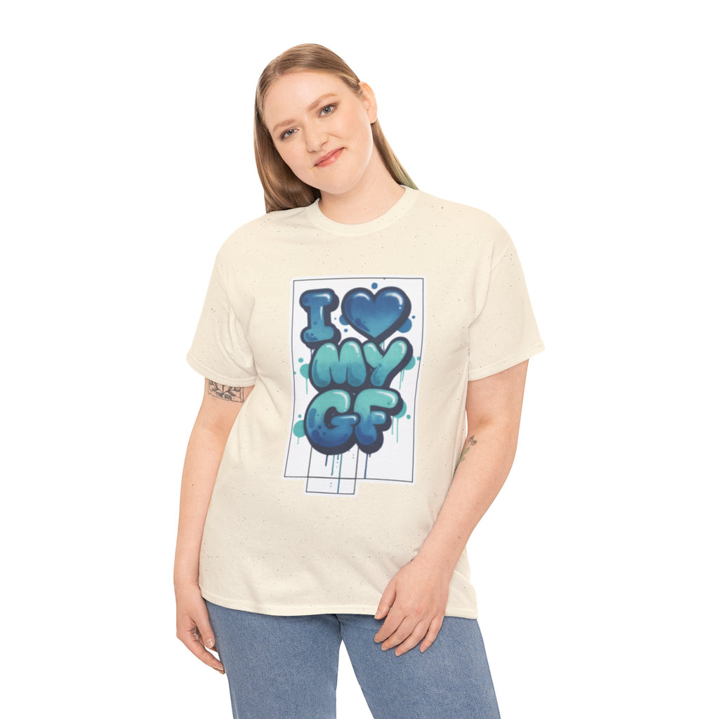 I LOVE My GF T-Shirt — Cute Blue Graffiti Love Tee for Girlfriend Gifts