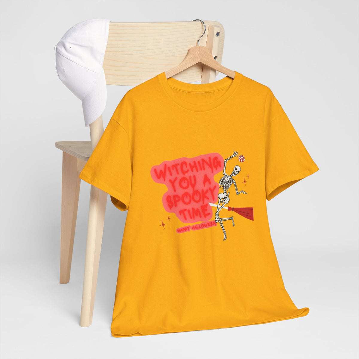 Skeleton 'Witching You a Spooky Time' Halloween T-Shirt