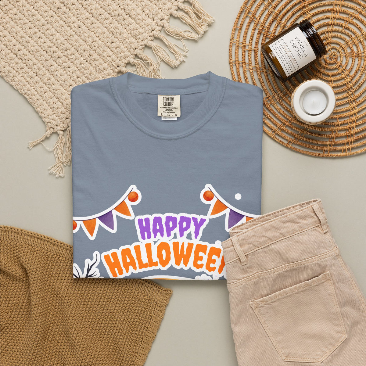 Happy Halloween T-Shirt — Ghost, Pumpkins & Graveyard Halloween Tee